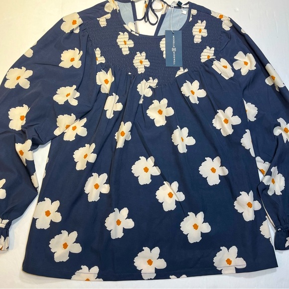 Michelle McDowell Floral Afternoon Stroll Lynn Top NEW Navy White Large Boho - Picture 1 of 9
